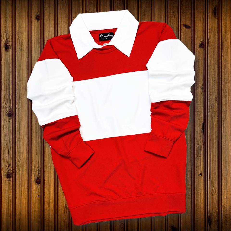 Full sleeve Collar Lycra T Shirt Red with White