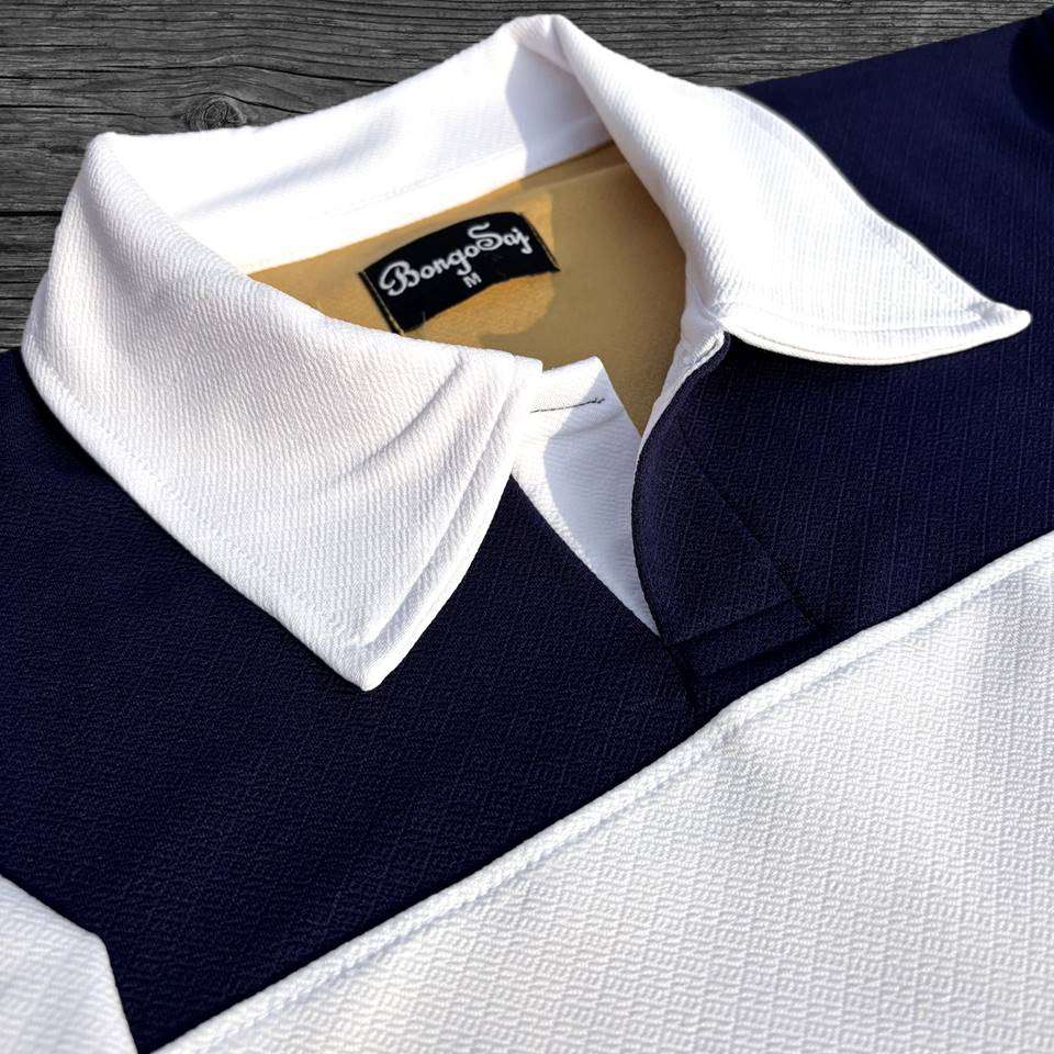 Full Sleeve Polo T-Shirt Navy Heather Cinnamon & White