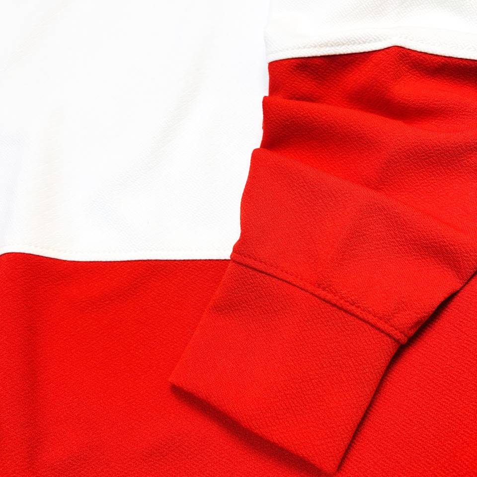 Full sleeve Collar Lycra T Shirt Red with White