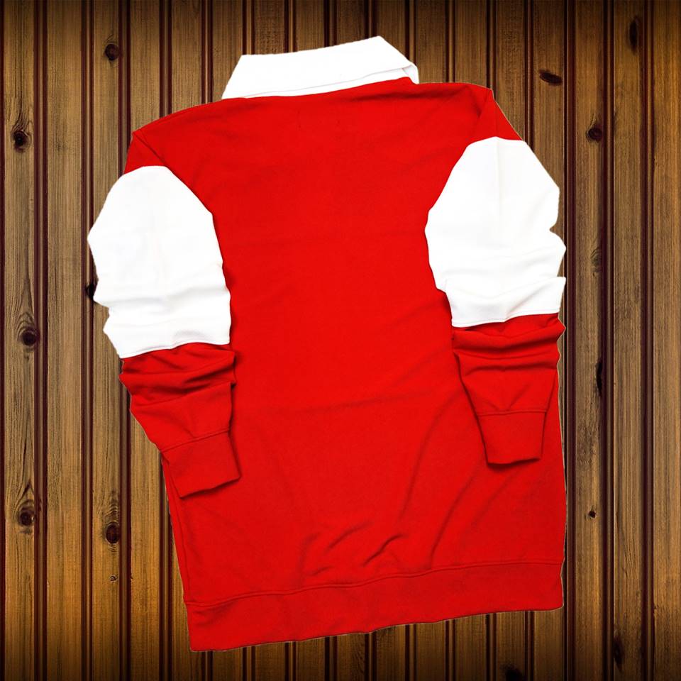 Full sleeve Collar Lycra T Shirt Red with White