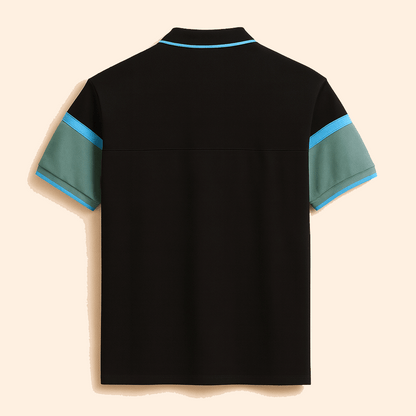Black and Sea Green  Polo T-shirt