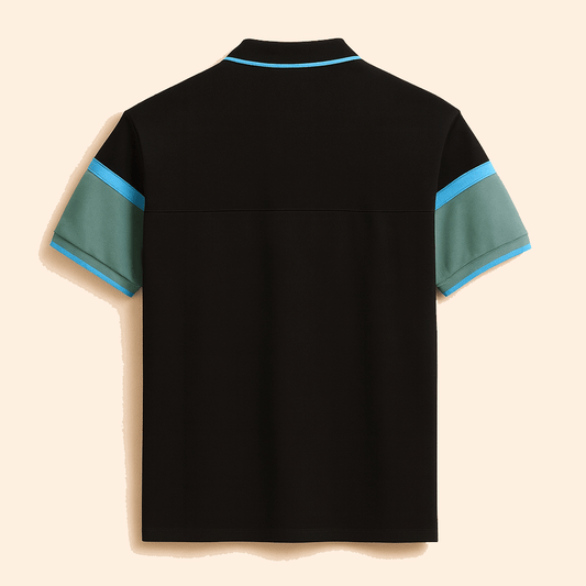 Black and Sea Green  Polo T-shirt