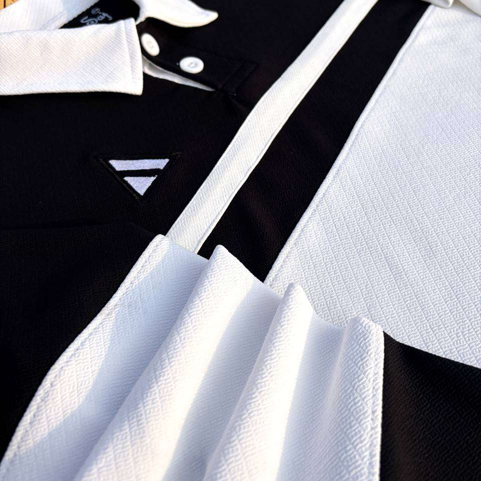 Full sleeve Collar Lycra T Shirt Black with White