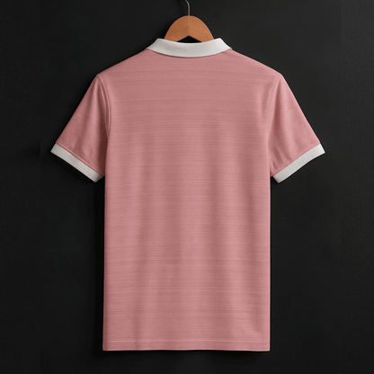 Classic Rose pink Polo T-Shirt with White Collar & Cuffs Edition