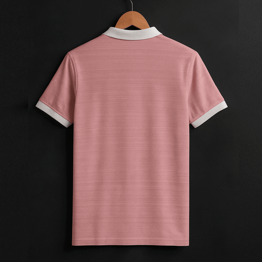 Classic Rose pink Polo T-Shirt with White Collar & Cuffs Edition