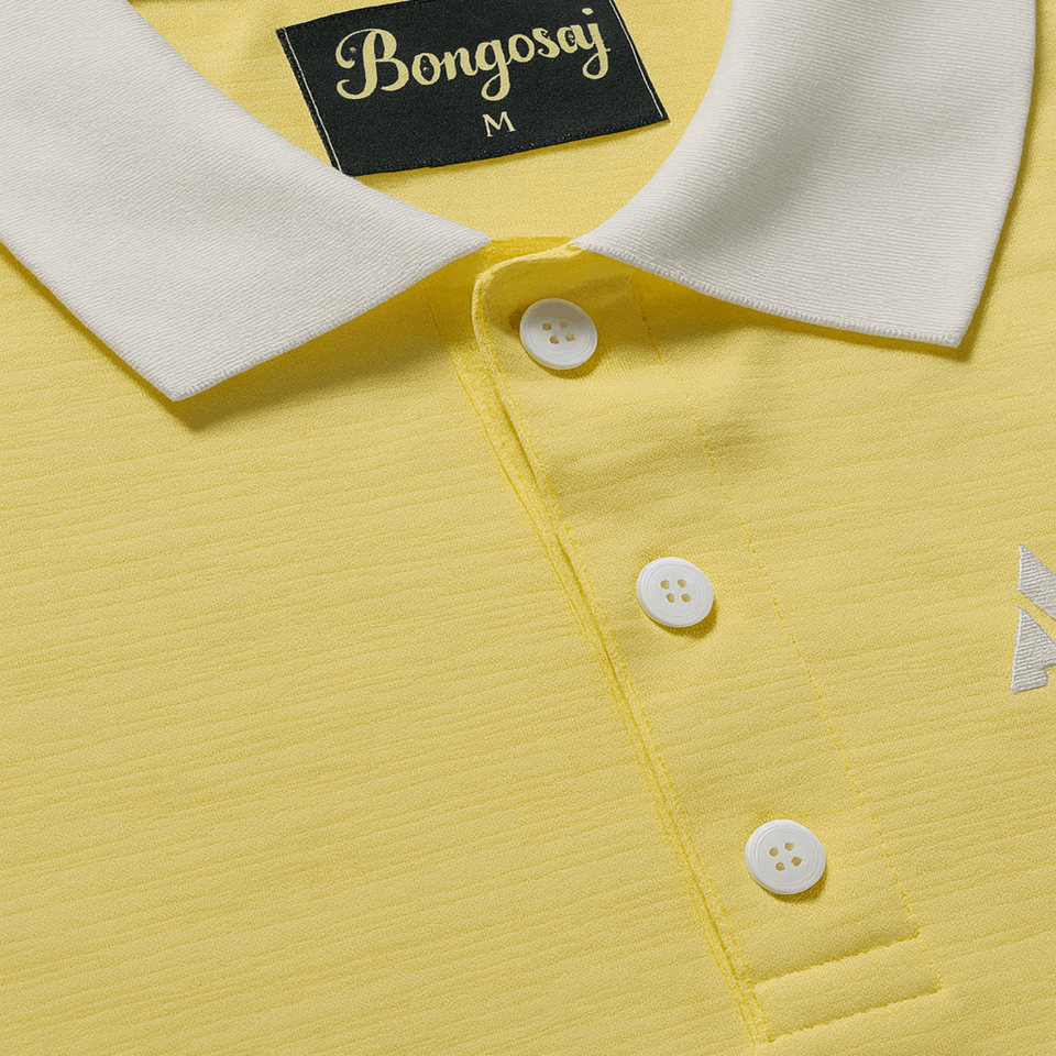 Classic Yellow Polo with White Collar & Cuffs