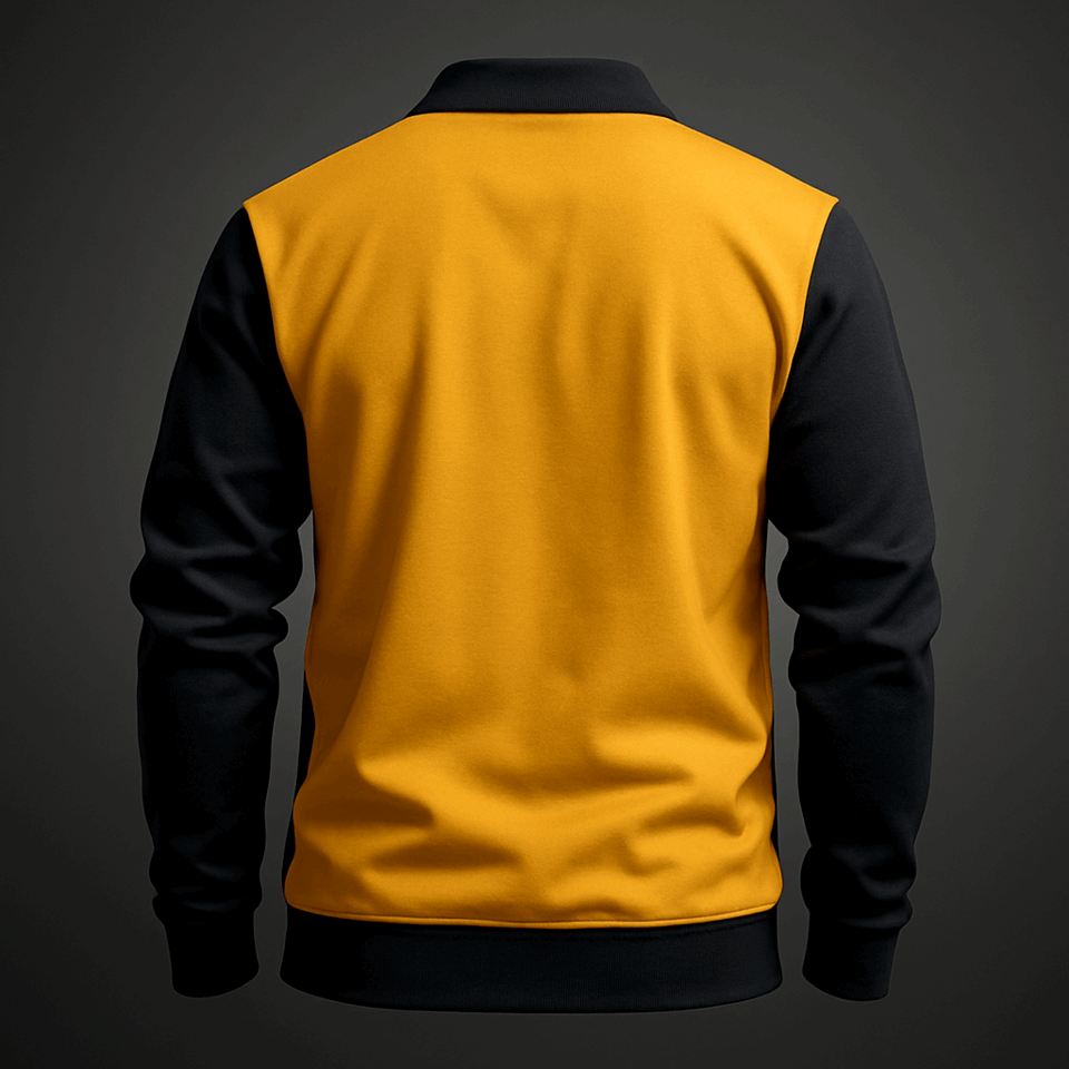 Full Sleeves Zip T-Shirt Golden Yellow Vertical Stripe