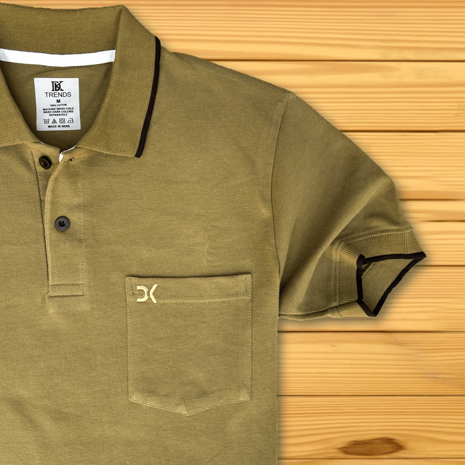 Olive Green Polo T-Shirt with Pocket