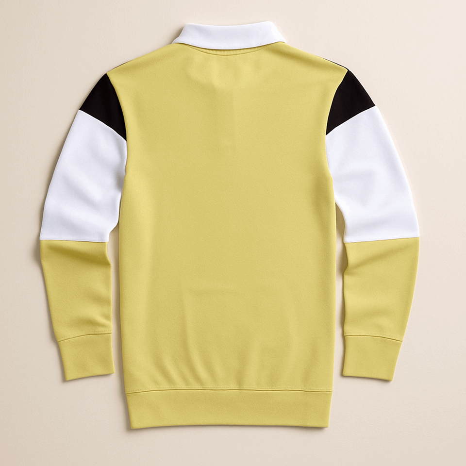 Full sleeve Collar Lycra T Shirt Black White with Pear Green