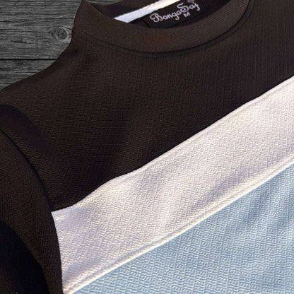 Half Sleeve Lycra Sky Blue Bottom Stripes T-Shirt