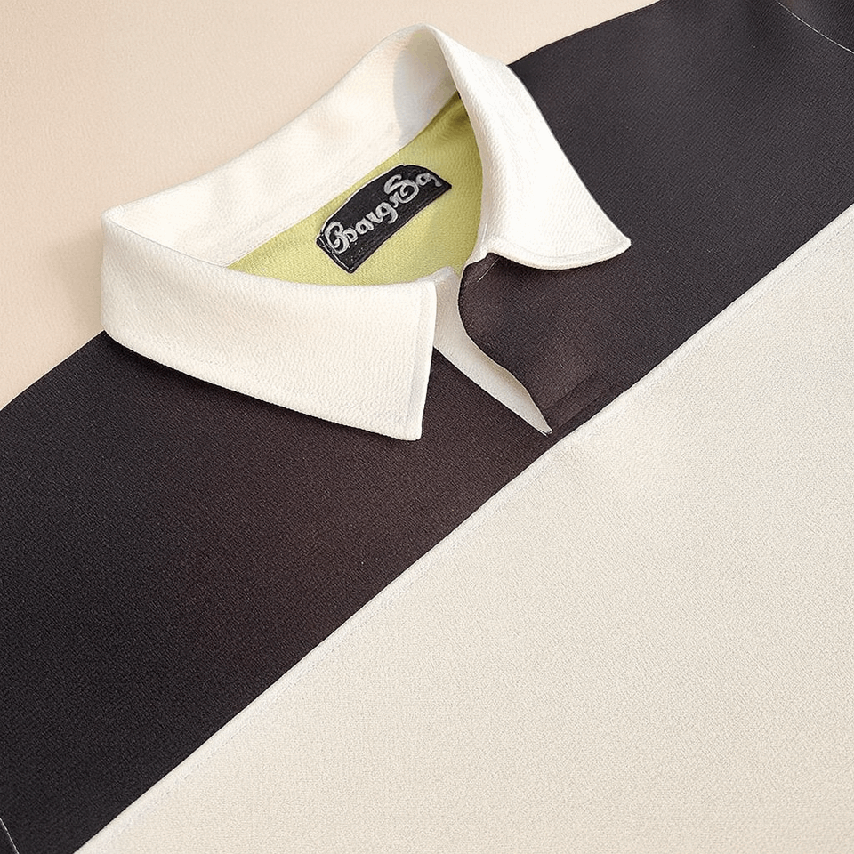 Full sleeve Collar Lycra T Shirt Black White with Pear Green