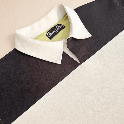Full sleeve Collar Lycra T Shirt Black White with Pear Green