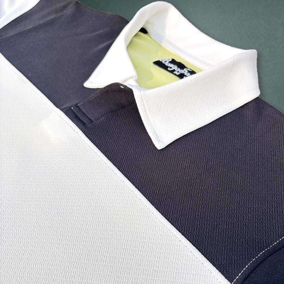 Full sleeve Collar Lycra T Shirt Black White with Pear Green
