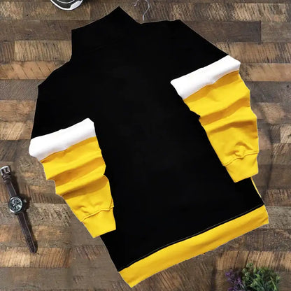 Full Sleeve Sweat Jacket Navy with Yellow