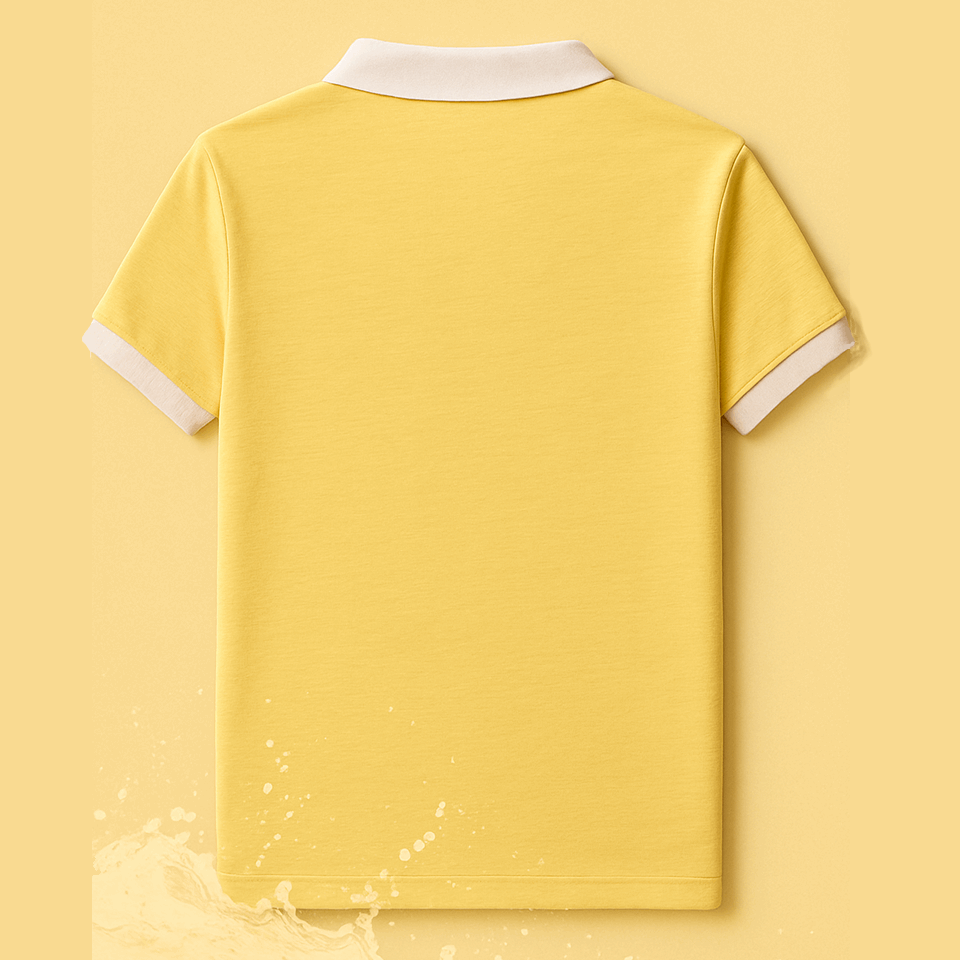 Classic Yellow Polo with White Collar & Cuffs