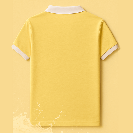 Classic Yellow Polo with White Collar & Cuffs