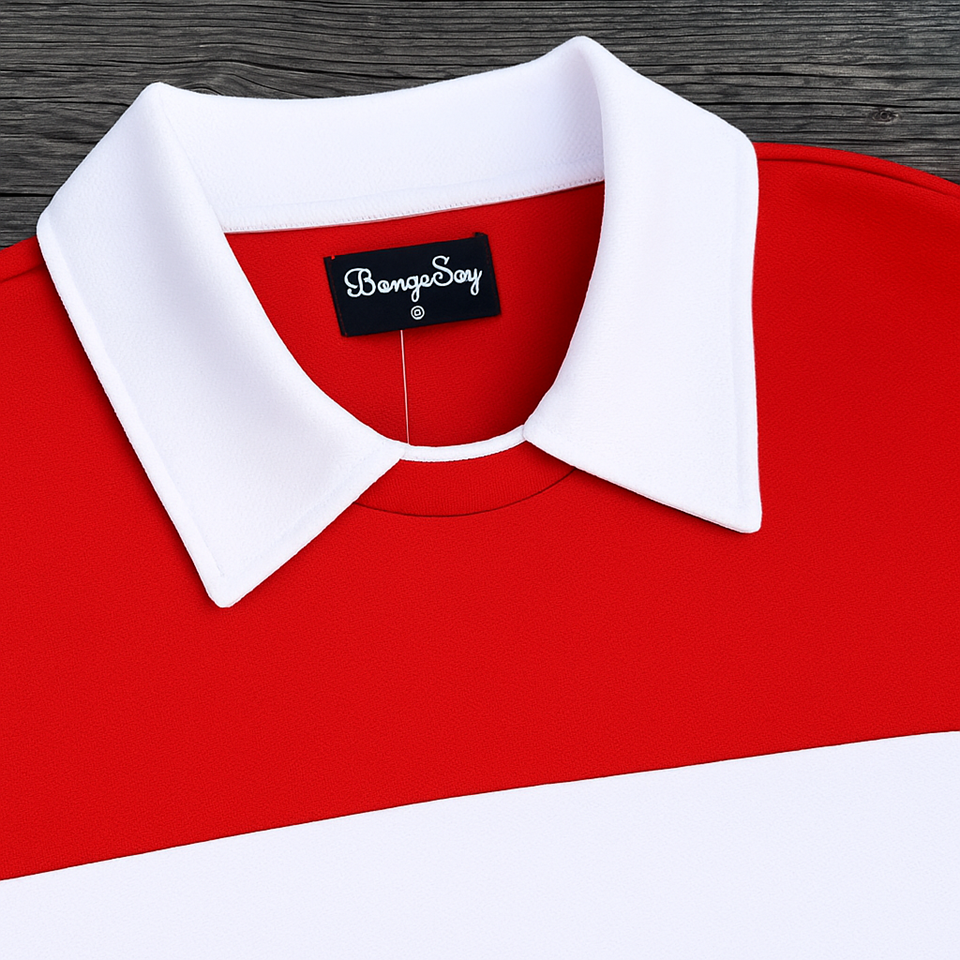 Full Sleeve Collar T-Shirt Red with White