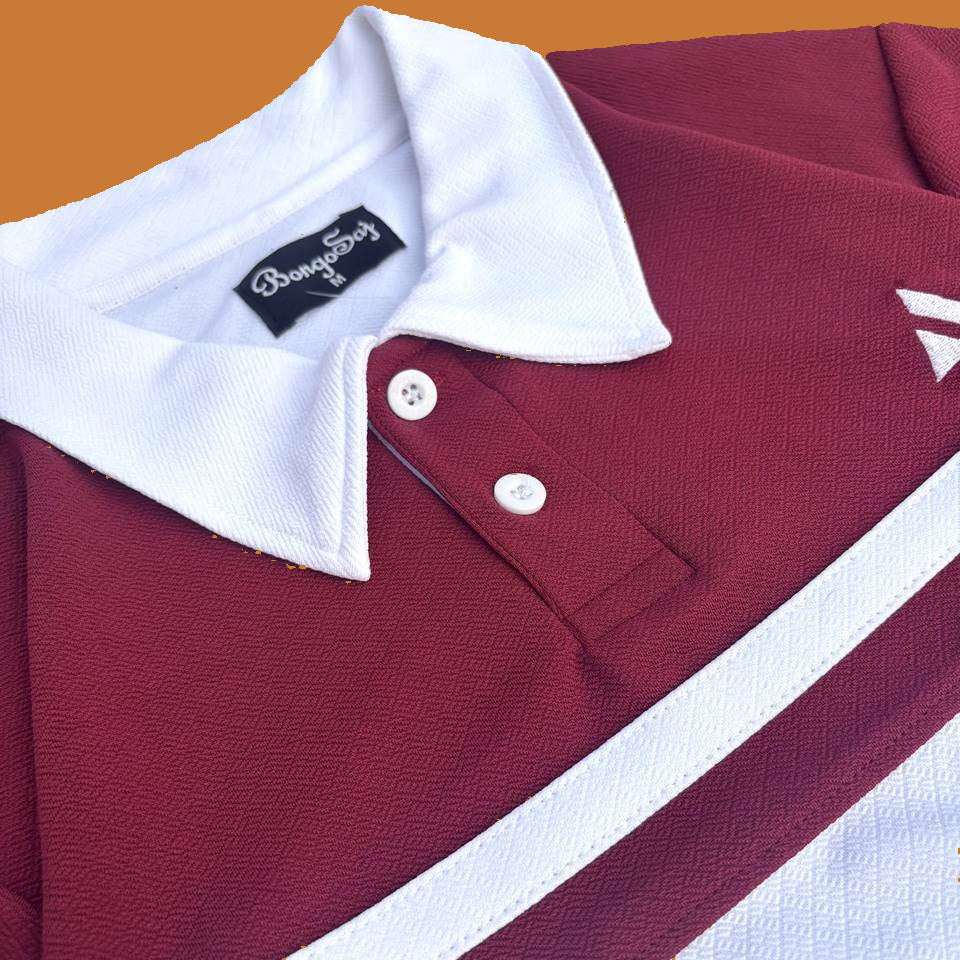 Full Sleeve Collar T-Shirt Maroon & White 2-Stripes
