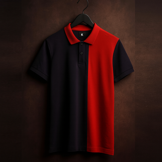 Half Navy with Red  Polo T-Shirt
