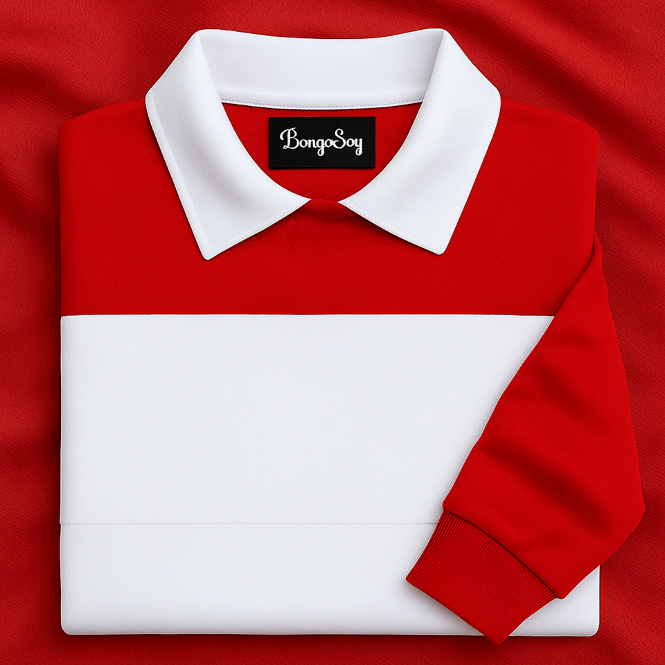 Full Sleeve Collar T-Shirt Red with White