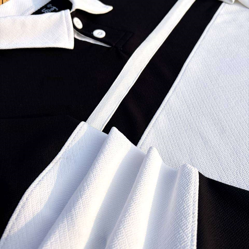 Full sleeve Collar Lycra T Shirt Black with White new