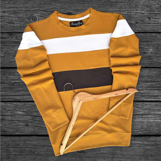 Full sleeve Round Neck Lycra T Shirt Golden Yellow, white black