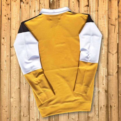Full sleeve Collar T-Shirt Black White &  Corn Yellow