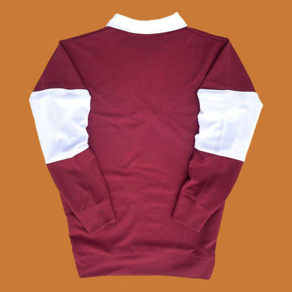 Full Sleeve Collar T-Shirt Maroon & White 2-Stripes