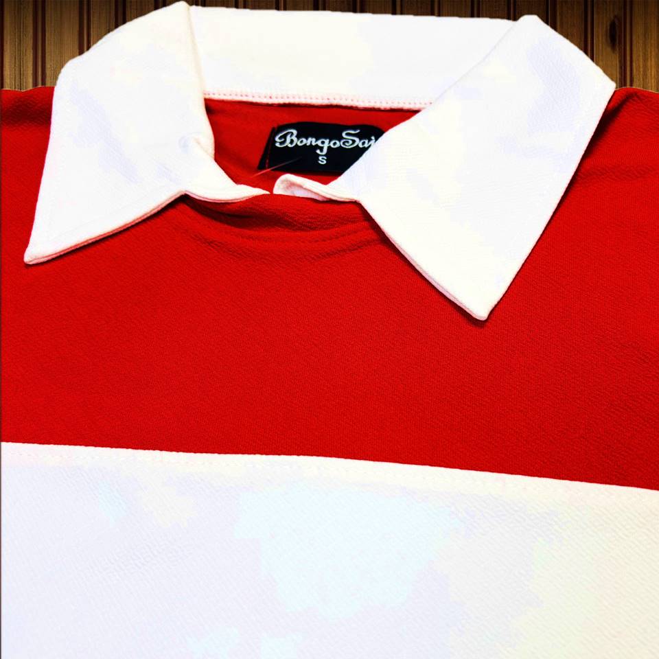 Full sleeve Collar Lycra T Shirt Red with White