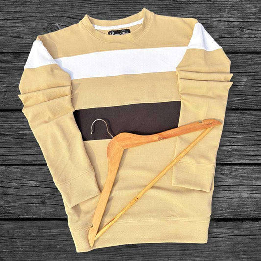 Full sleeve Round Neck Lycra T Shirt Desert Sand, white black