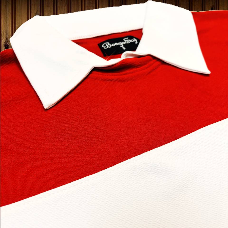 Full sleeve Collar Lycra T Shirt Red with White