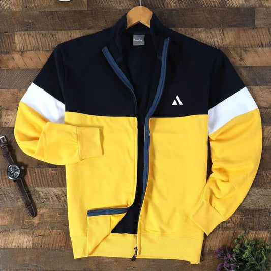 Full Sleeve Sweat Jacket Navy with Yellow