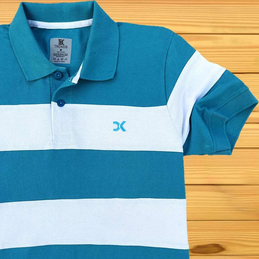 Turquoise Blue with White new Polo T-Shirt
