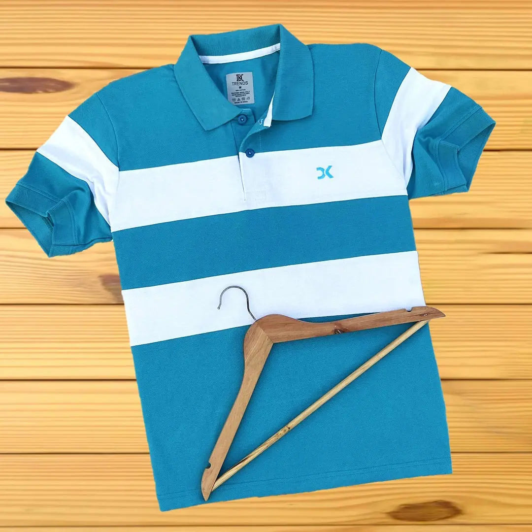 Turquoise Blue with White new Polo T-Shirt