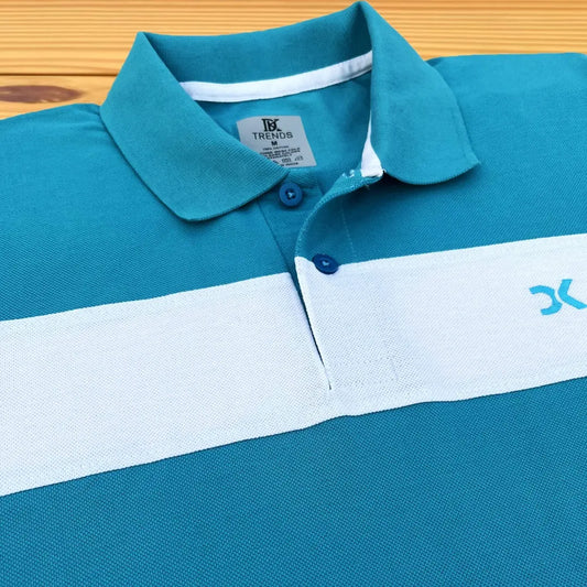 Turquoise Blue with White new Polo T-Shirt