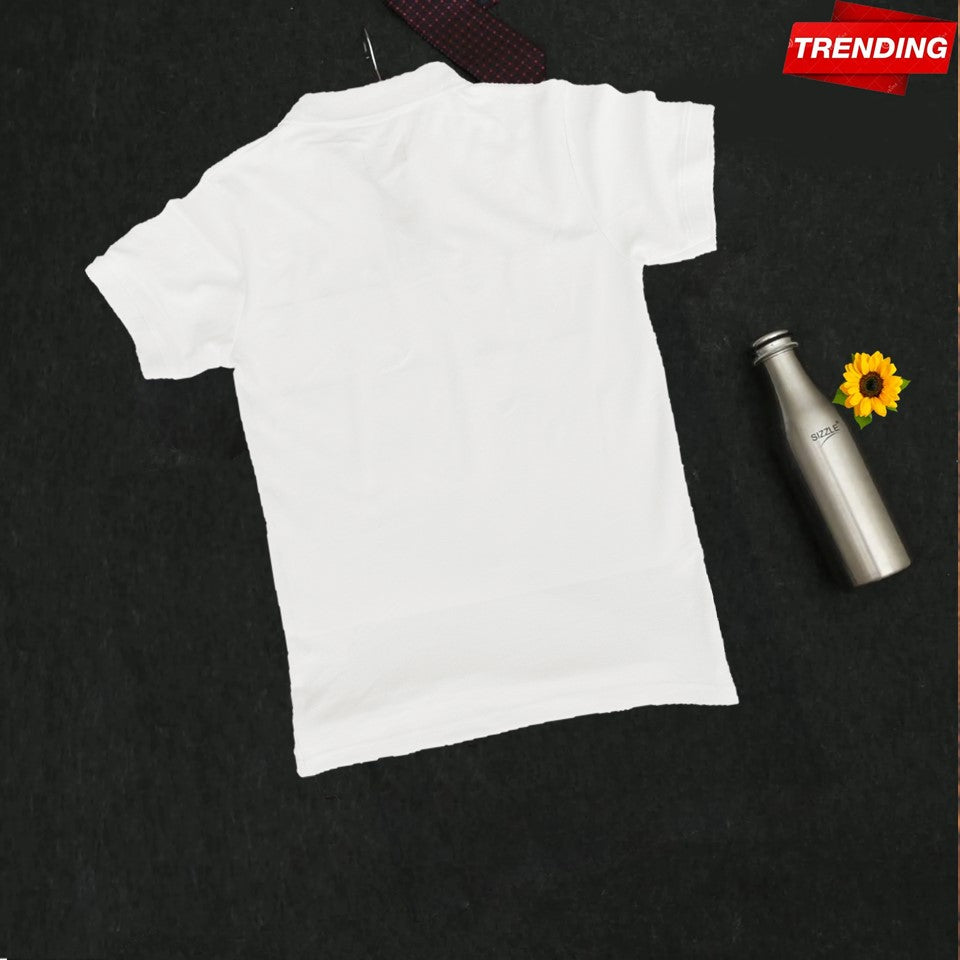 White & Maroon 3-Stripe Collar T-Shirt