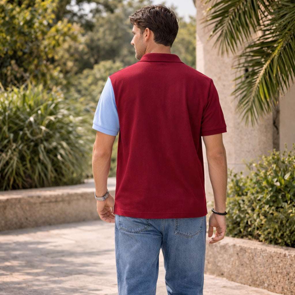 Premium Dual Tone Polo T-Shirt (Maroon & Sky Blue)