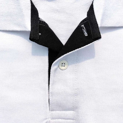 White & Black 3-Stripe Polo T-Shirt