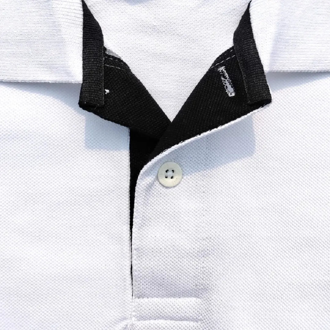 White & Black 3-Stripe Polo T-Shirt