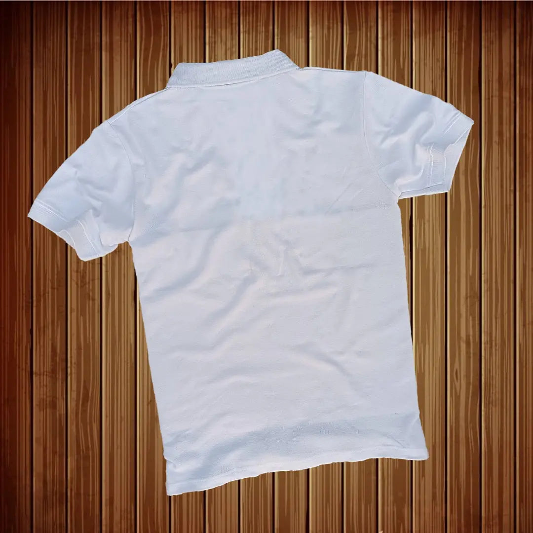 White & Sky Blue 3-Stripe Polo T-Shirt