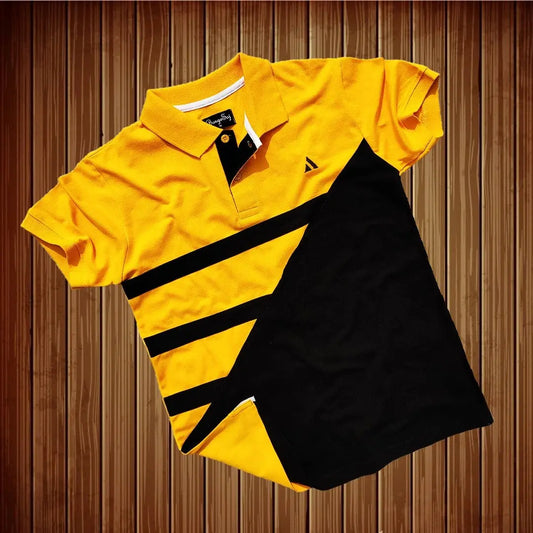 Yellow & Black with 3 Stripe Polo T-Shirt