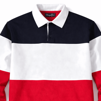 Full Sleeve Collar T-Shirt Black  White & Red