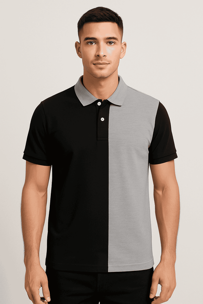 Half Black with Grey Polo T-Shirt