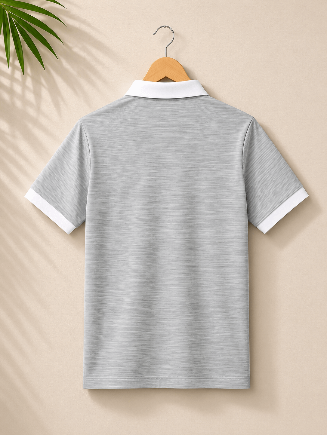 Classic Grey Polo T-Shirt | White Collar & Cuffs