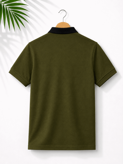 Half Olive Green with Black Polo T-Shirt