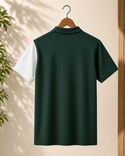 Half Pine Green with White stripe Polo T-Shirt