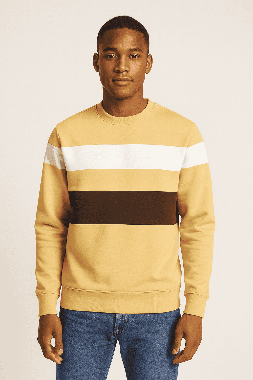 Full sleeve Round Neck Lycra T Shirt Desert Sand, white black