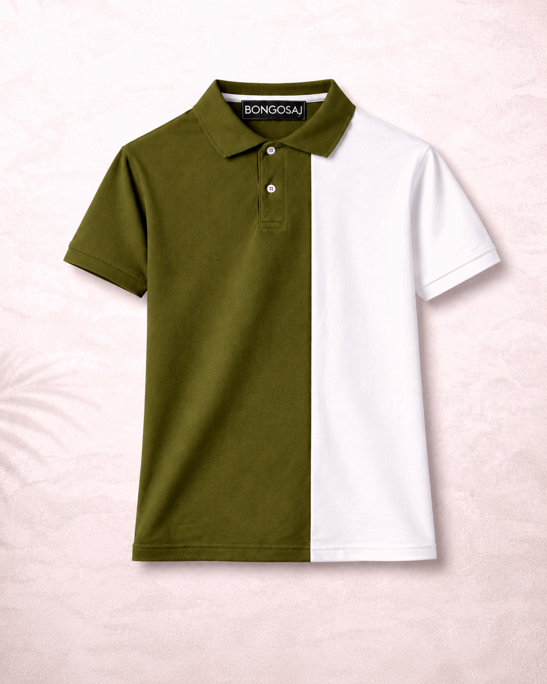 Premium Dual Tone Cotton Polo T-Shirt for Men | Olive Green & White