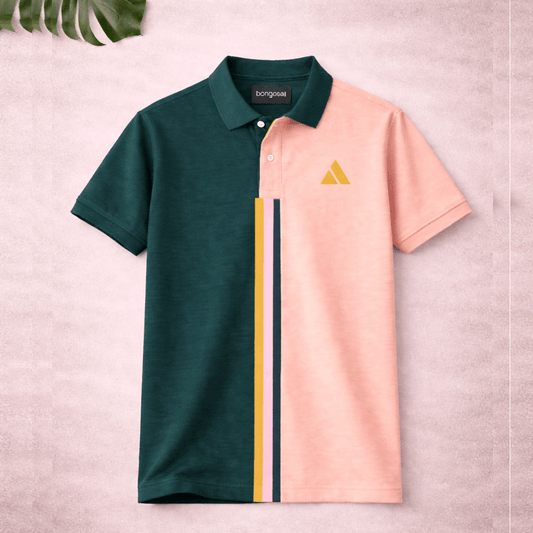 Premium Dual Tone Polo T-Shirt (Pech & Pine Green)