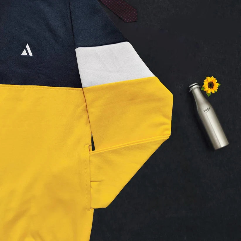 Full Sleeve Sweat Jacket Navy with Yellow